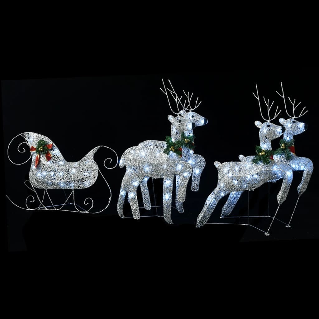 Reindeer & Sleigh Christmas Decoration 100 LEDs Outdoor Silver - Mountain Lakes Mall