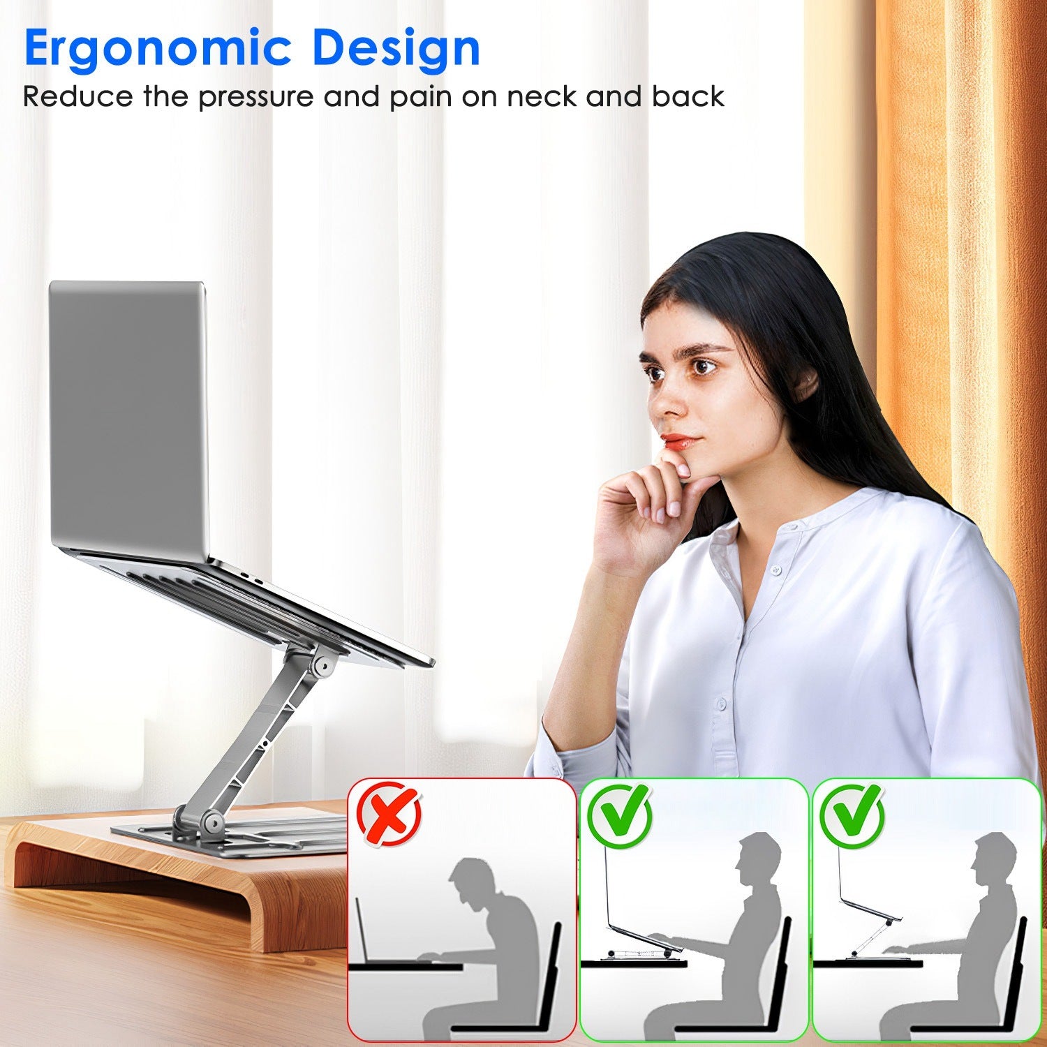 Laptop Stand Riser Stepless Angle Adjustable Ergonomic Notebook Holder - Mountain Lakes Mall