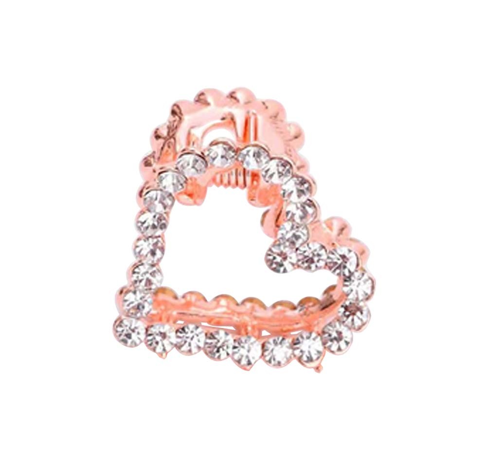 2 Pcs Rhinestone Hair Claw Clips Small Jaw Clips Bling Metal Hair Clamp, Heart-1 - Mountain Lakes Mall