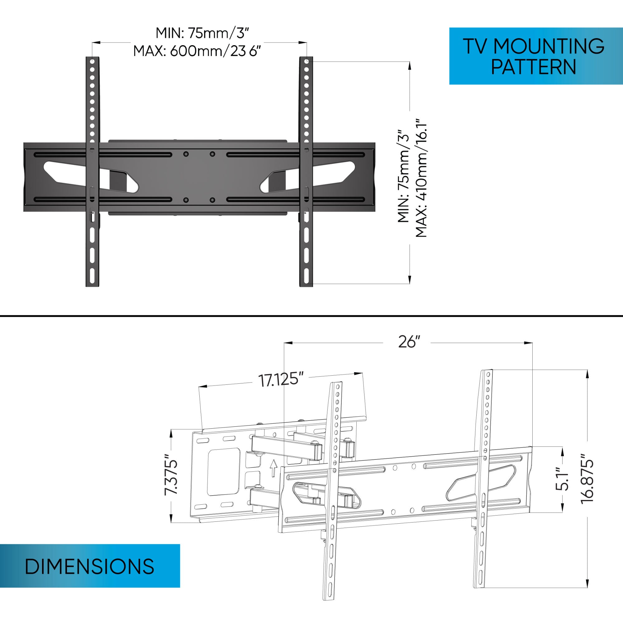 Full Motion, Crafted Steel, TV Mount - Mountain Lakes Mall