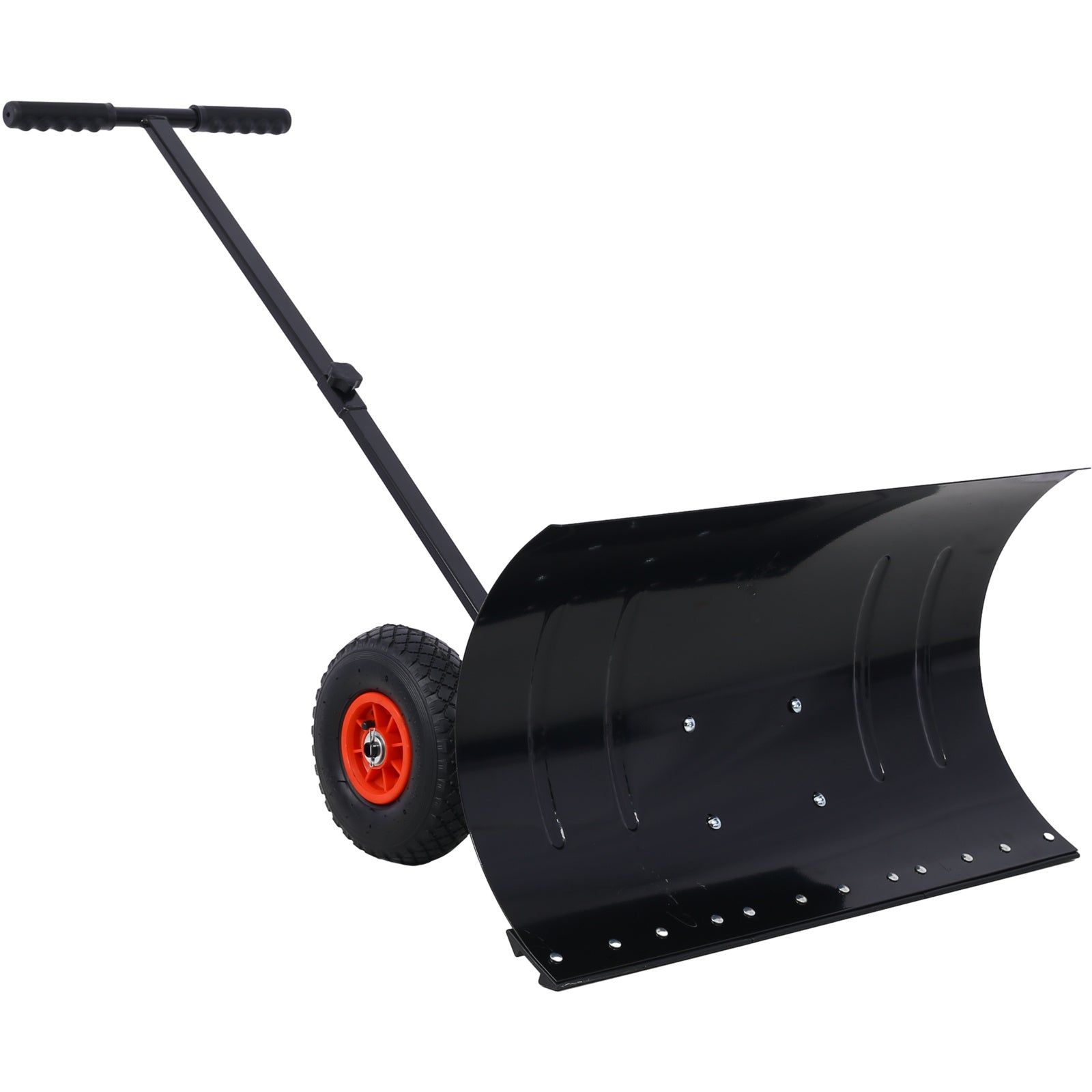 Snow Shovel with Wheels, Snow Pusher, Cushioned Adjustable Angle Handle Snow Removal Tool, 29" Blade, 10" Wheels,black color - Mountain Lakes Mall