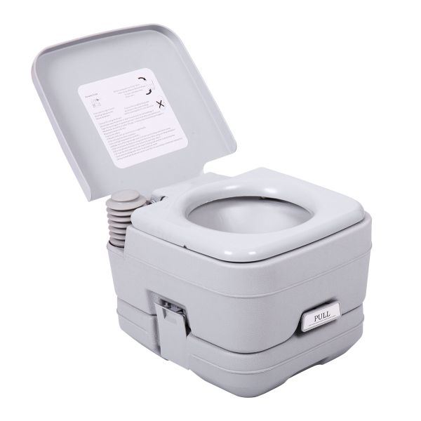 Lightweight Portable Toilet, 2.6 Gallon Flushable Camping Toilet, Sanitary Outdoor Travel Toilet for Tents Boats Semi Trucks RV Campers, Gray XH - Mountain Lakes Mall