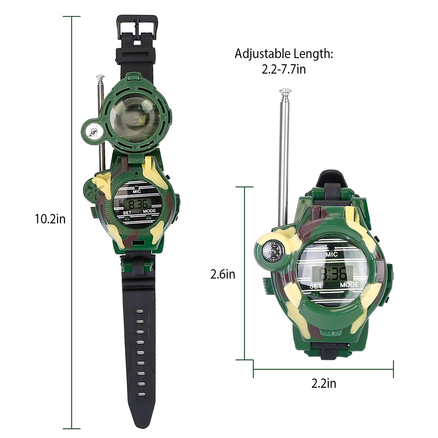 2Pcs Walkie Talkies Watches Toy 7 in 1 Two Way Interphone Kids Wrist Watch - Mountain Lakes Mall