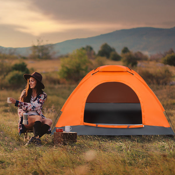 1-Person Waterproof Camping Dome Tent Automatic Pop Up Quick Shelter Outdoor Hiking Orange - Mountain Lakes Mall