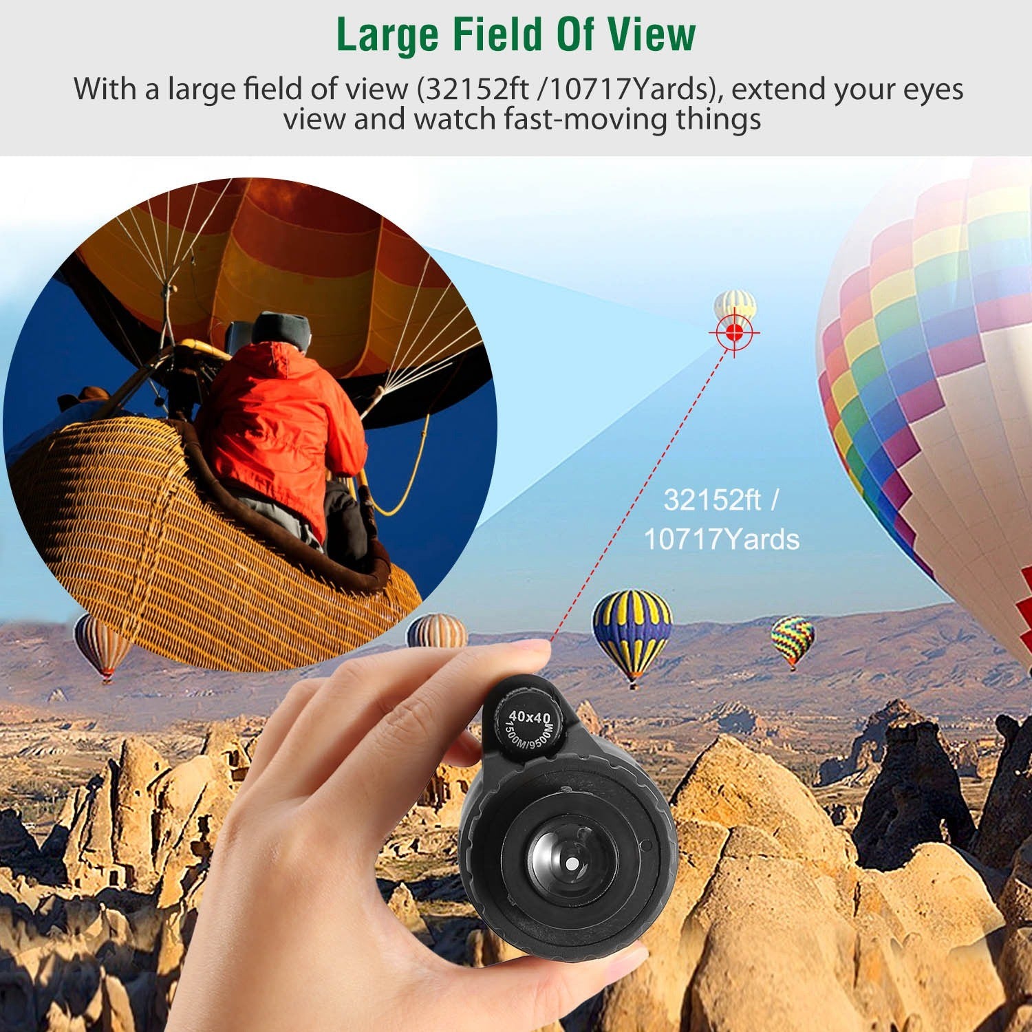 40x40 HD Optical Monocular Telescope w/ FMC Lens Low Light Vision Scope Phone Holder Tripod Compass - Mountain Lakes Mall