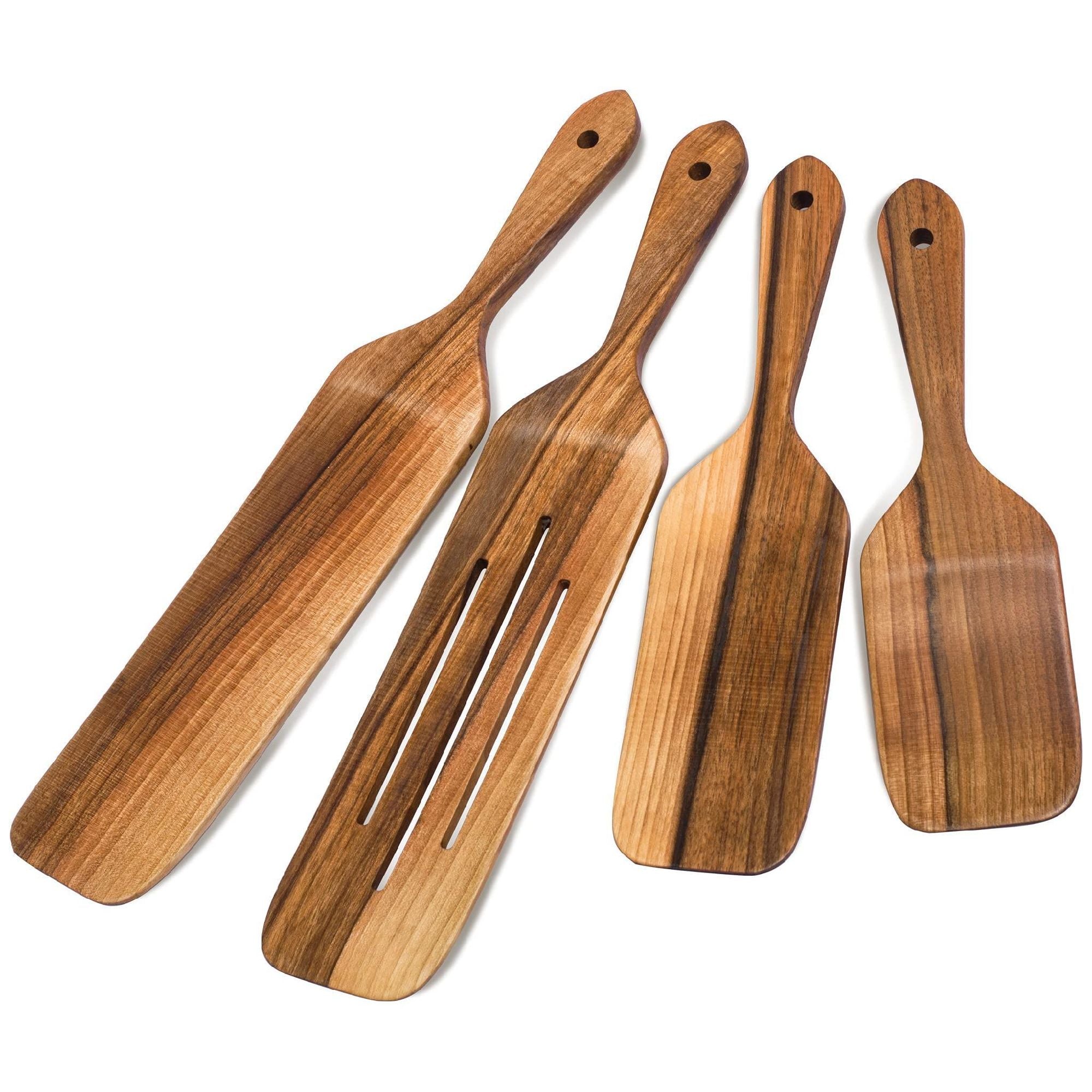 Walnut Wood Wooden Spoons for Cooking Kitchen Utensils Spatula Set Spurtle Supplies Set of 4 Pcs - Mountain Lakes Mall