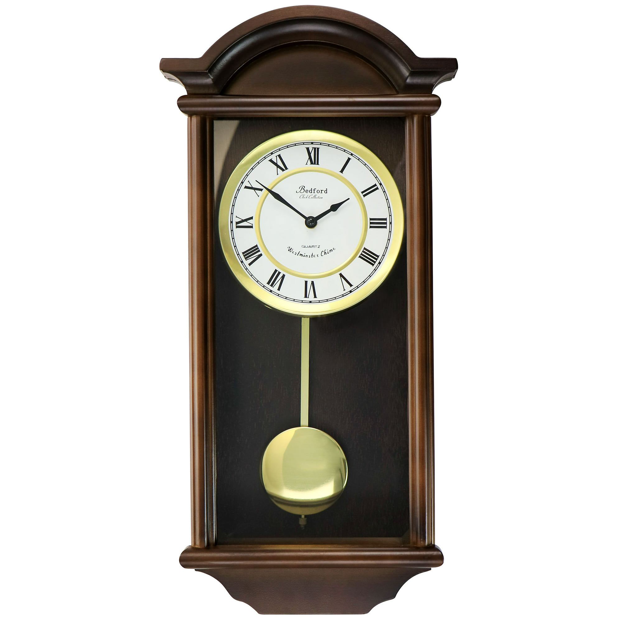 Bedford Clock Collection George 22 inch Chestnut Brown Wood - Mountain Lakes Mall