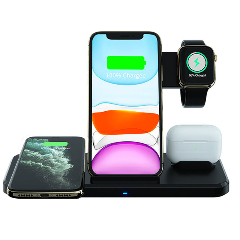 New Arrival 15W Fast Qi Mobile Phone Charging Station Dock 4 in 1 Foldable Stand Wireless Charger For iPhone Airpods Watch - Mountain Lakes Mall