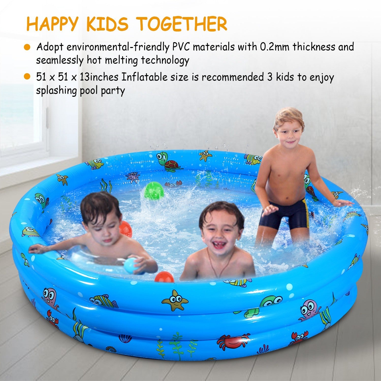 Inflatable Swimming Pool Blow Up Family Pool For 3 Kids - Mountain Lakes Mall