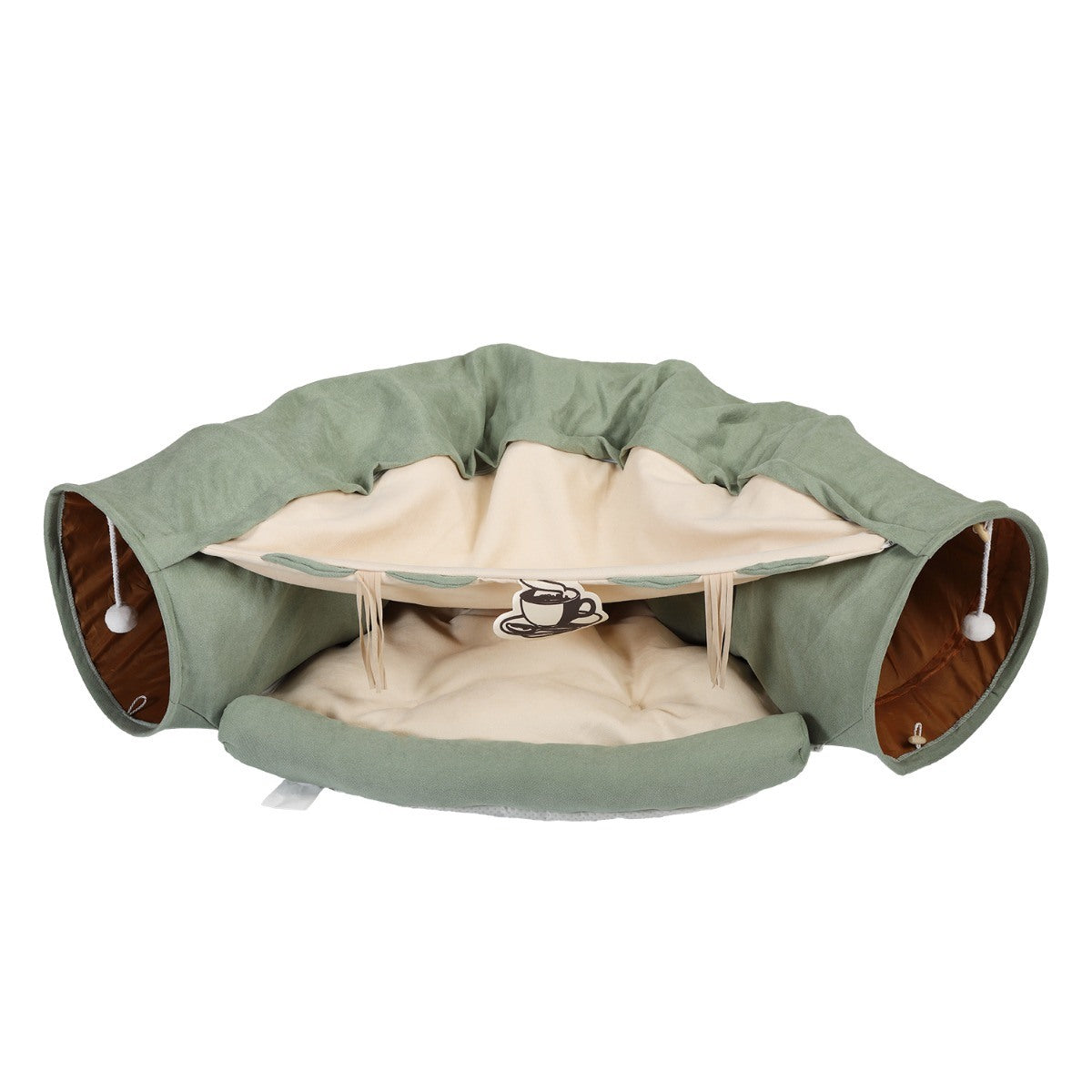 Cat's Telescopic Tunnel Cushioned Bed Pet Nest Teasing Balls Zipper Connection Feline Supplies, Bright Green XH - Mountain Lakes Mall