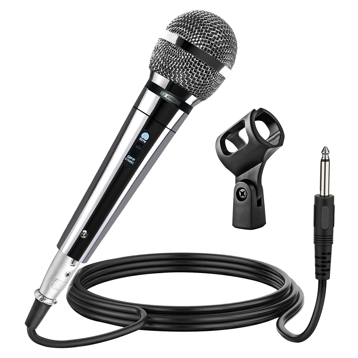 5 Core Microphone XLR Dynamic Mic Karaoke Singing Handheld Microfono Wired Professional Unidirectional 1/4 Plug In Cord Connection for Vocal DJ Music - PM 111 CH - Mountain Lakes Mall