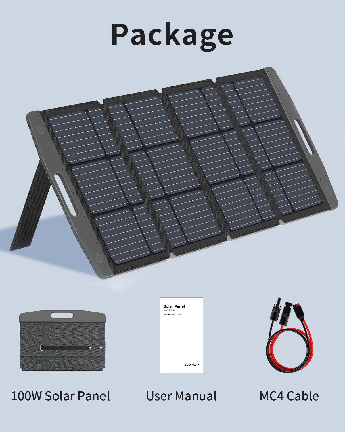 Solar Panel, Foldable Portable Solar Panel Battery Charger Kit with Adjustable Kickstand, Wire Storage Bag, MC4 Cable, IP67 Waterproof for Portable Power Station Camping Tent Home Off-Grid RV (100W) - Mountain Lakes Mall