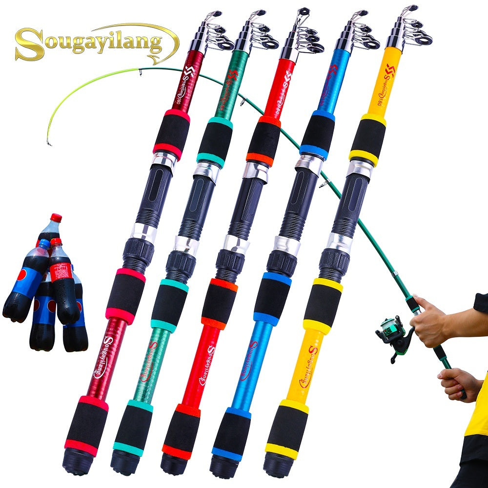 Sougayilang Travel Telescopic Fishing Rod Glass Fiber Fishing Pole - Mountain Lakes Mall