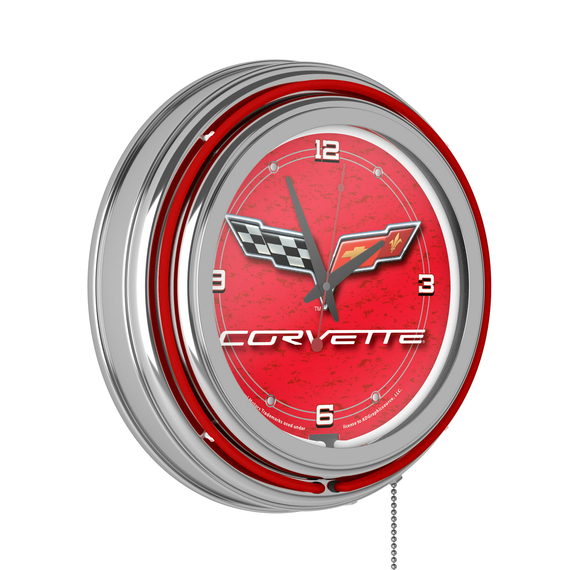 Corvette C6 Neon Clock - 14 inch Diameter - Red - Mountain Lakes Mall