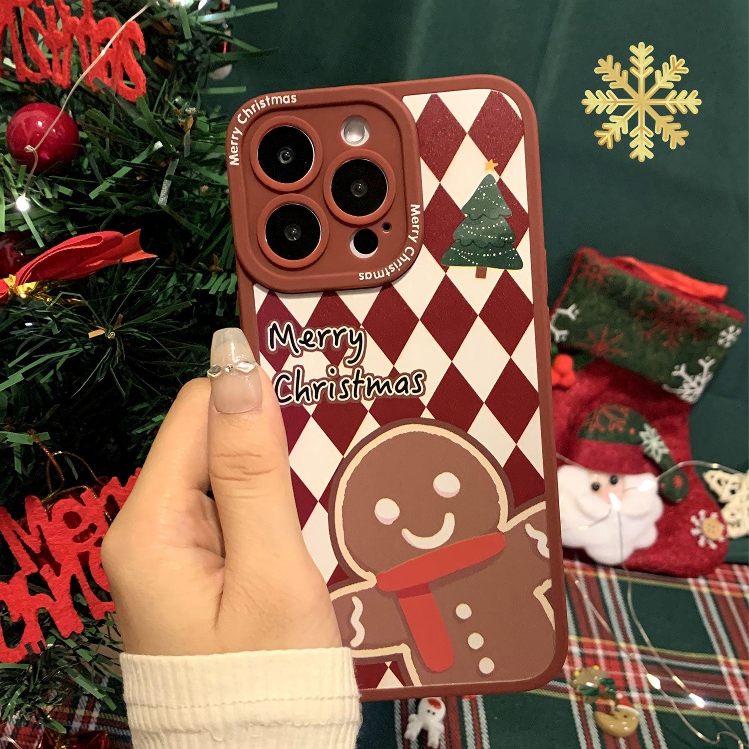 Christmas Gingerbread Man iPhone 14 Phone Case 13pro Apple 12 Cat's Eye 11 Thanksgiving 7/8 Burgundy xs - Mountain Lakes Mall