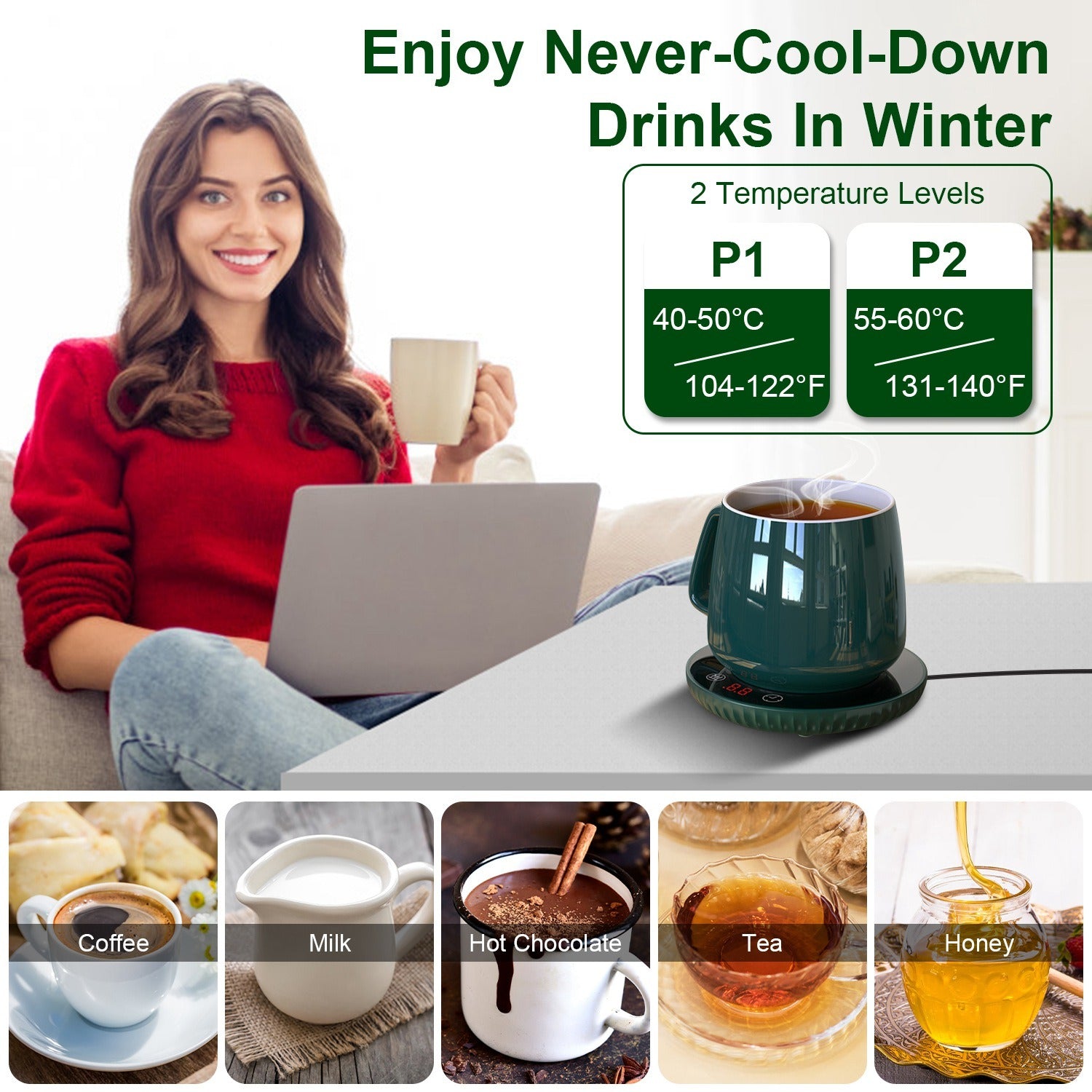 Desktop Electric Cup Warmer 8Hours Auto Off - Mountain Lakes Mall