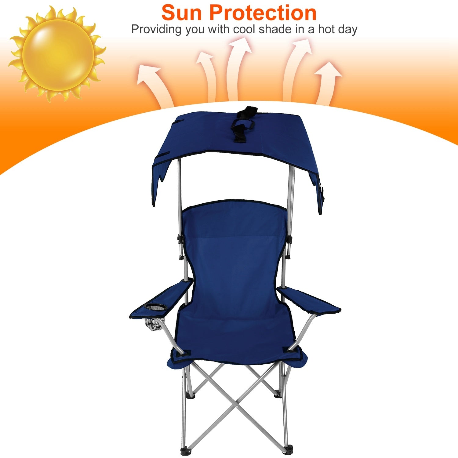 Foldable Beach Canopy Chair Sun Protection Camping Lawn Canopy Chair 330LBS Load Folding Seat - Mountain Lakes Mall