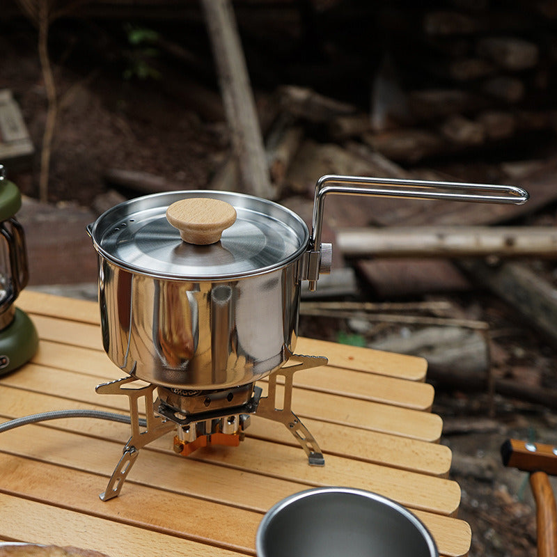 Outdoor multifunctional 304 stainless steel boiling kettle mountaineering portable coffee pot foldable fishing camping pot teapot - Mountain Lakes Mall