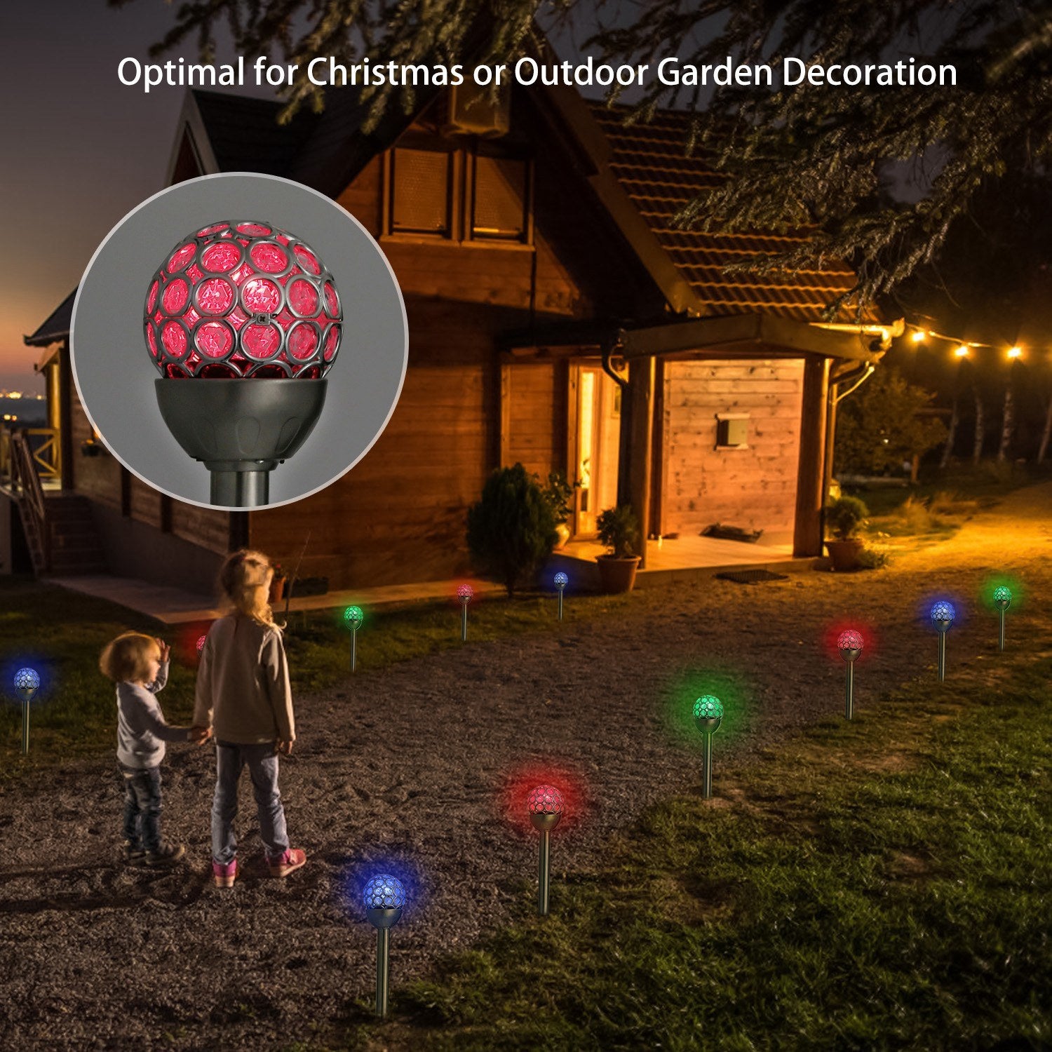 Solarek 3 Pcs Outdoor Solar Lights IP44 Waterproof Ball RGB Light Garden Decor Lamp Landscape Christmas