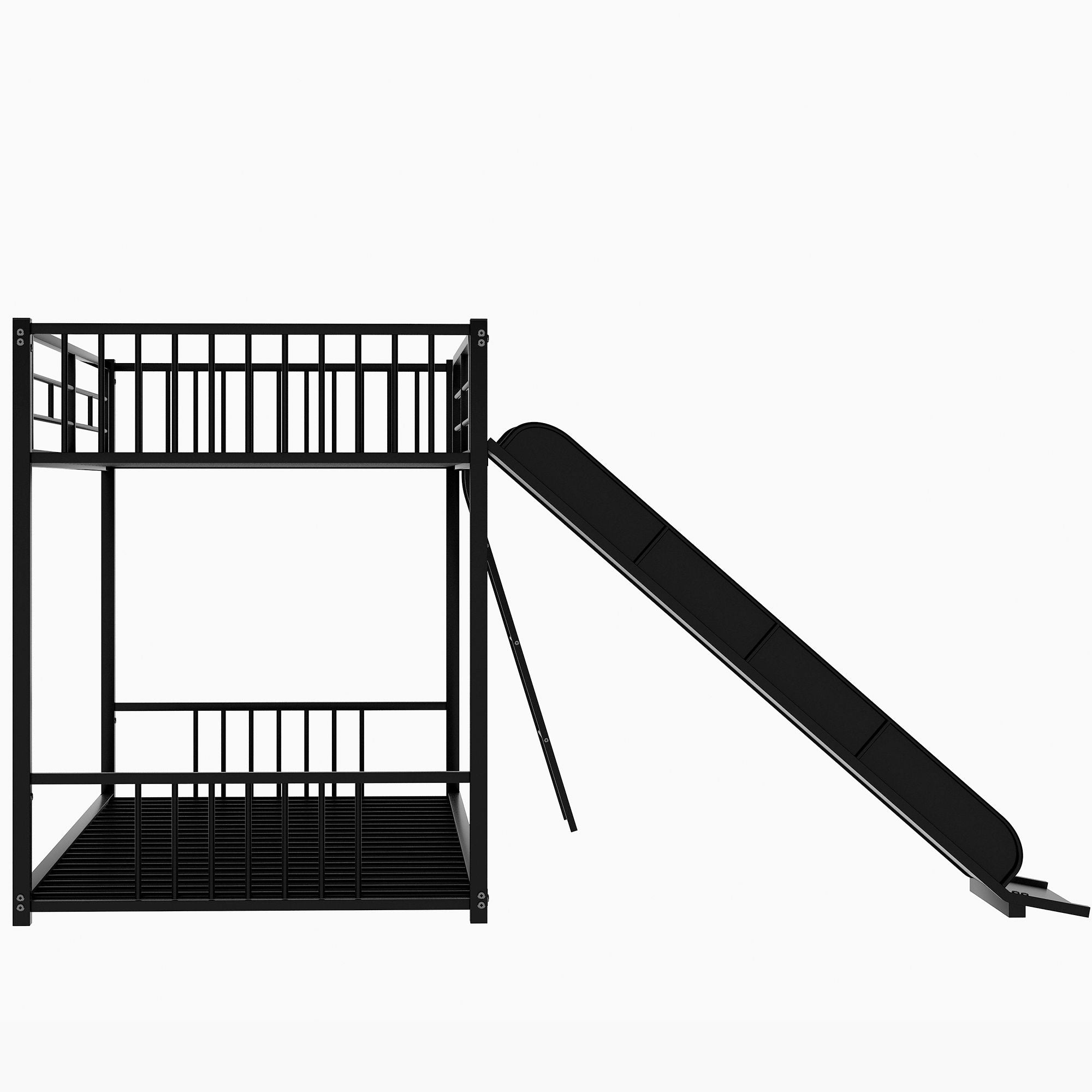 Metal Bunk Bed with Slide, Twin over Twin