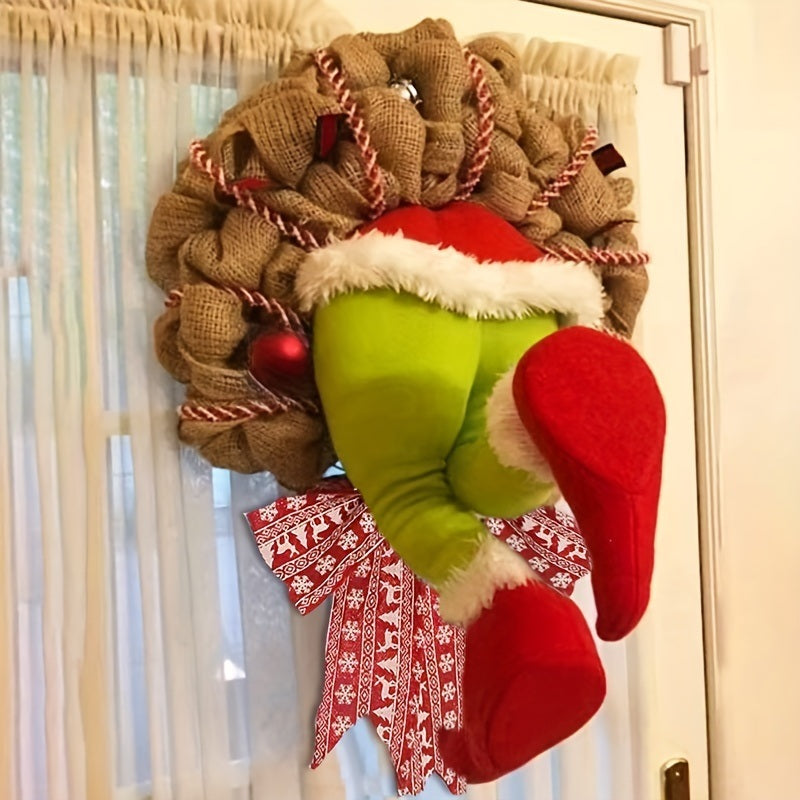 Christmas Thief Wreath Front Door Decoration Family Gathering Decoration Window Wall Indoor And Outdoor Wreath Christmas Halloween Thanksgiving Gift Christmas, Halloween, Thanksgiving Day Gift - Mountain Lakes Mall