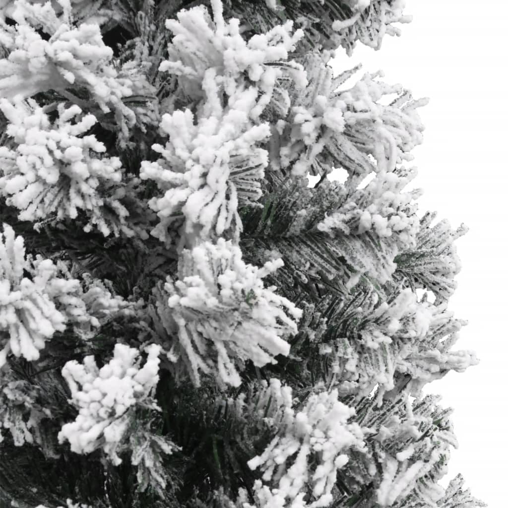 Slim Artificial Christmas Tree with Flocked Snow Green 5 ft PVC - Mountain Lakes Mall