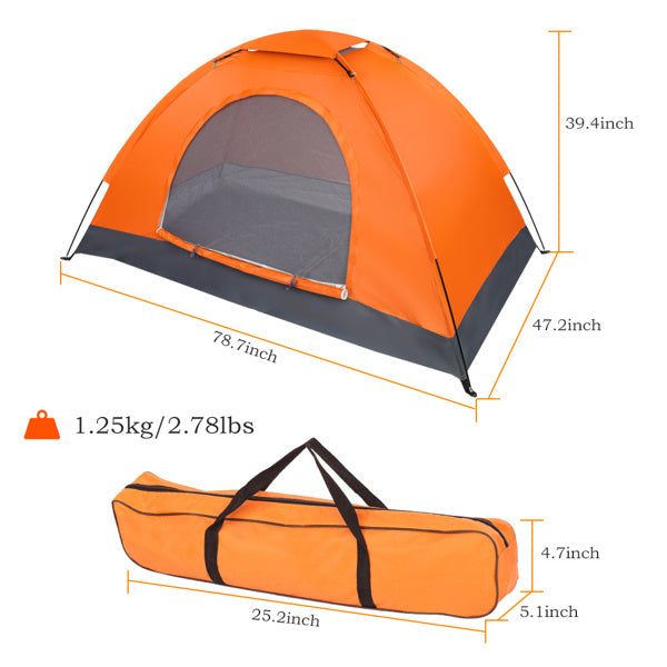 1-Person Waterproof Camping Dome Tent Automatic Pop Up Quick Shelter Outdoor Hiking Orange - Mountain Lakes Mall