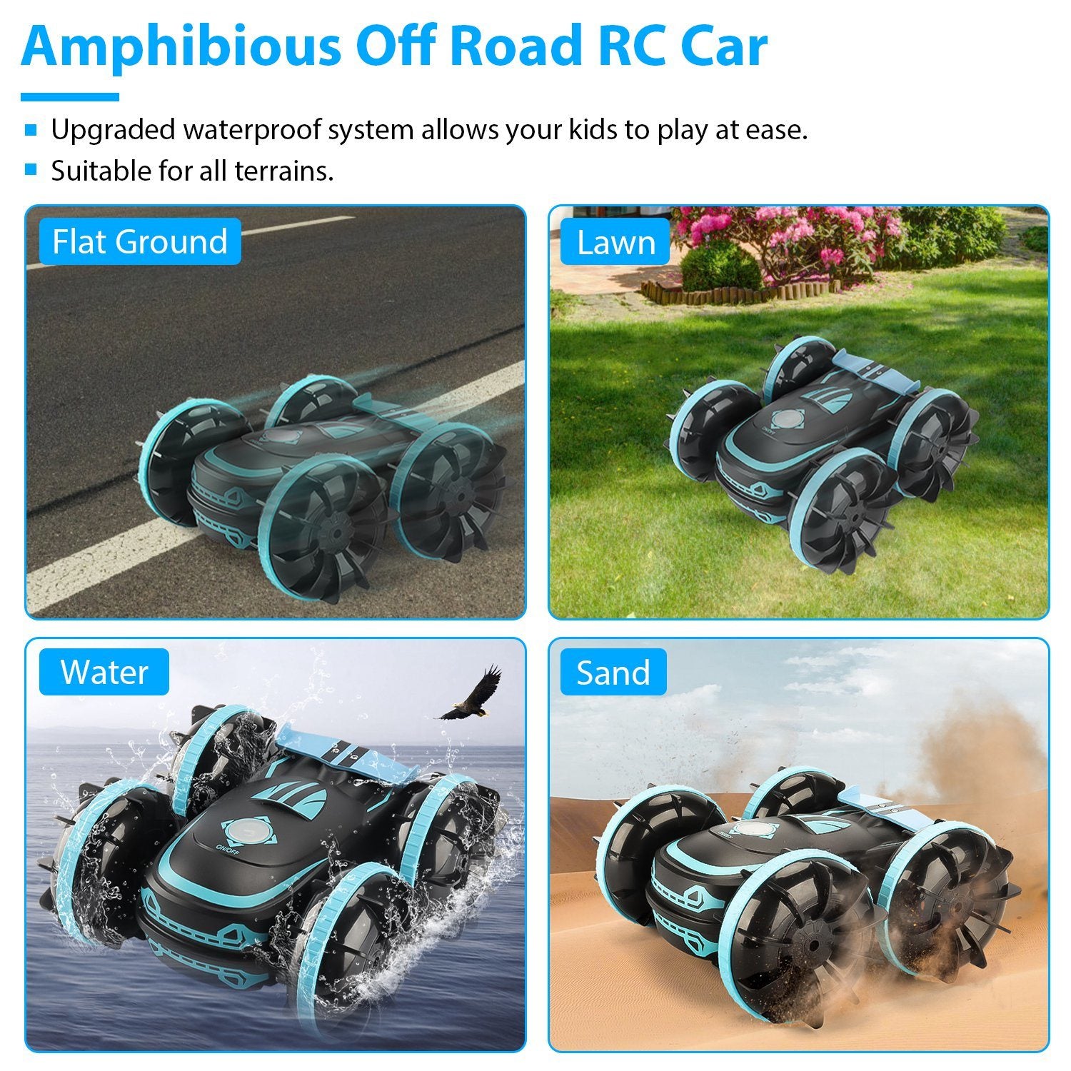 2 In 1Amphibious RC Car Toy 2.4GHz 4WD Double Sided 360° Rotating Waterproof RC Stunt Car - Mountain Lakes Mall