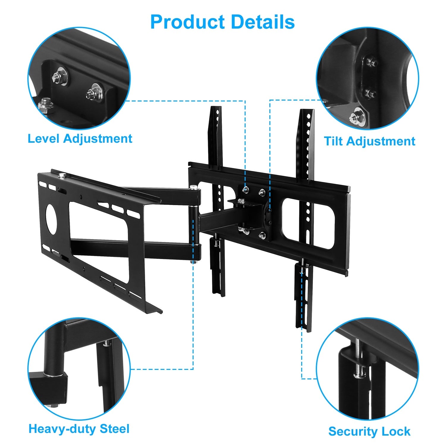 TV Wall Mount Swivel Tilt Full-Motion Articulating Wall Rack For 32in-55in TVs 99lbs Max Bearing - Mountain Lakes Mall