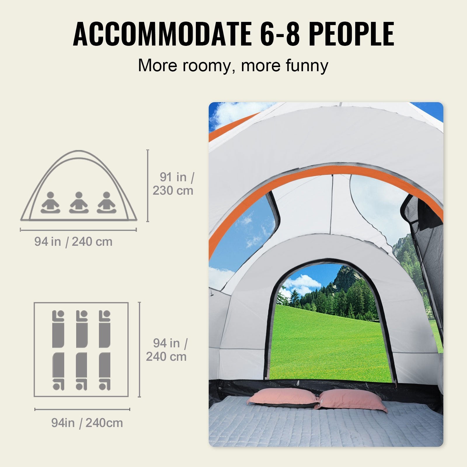 VEVOR SUV Camping Tent, 8'-8' SUV Tent Attachment for Camping with Rain Layer and Carry Bag - Mountain Lakes Mall