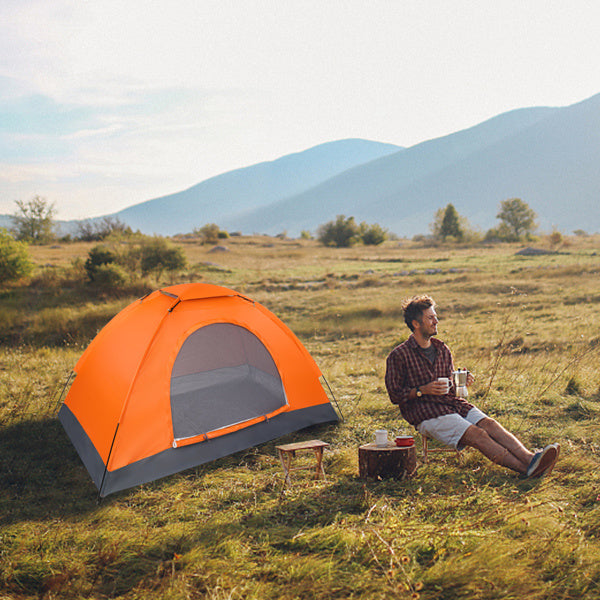 1-Person Waterproof Camping Dome Tent Automatic Pop Up Quick Shelter Outdoor Hiking Orange - Mountain Lakes Mall