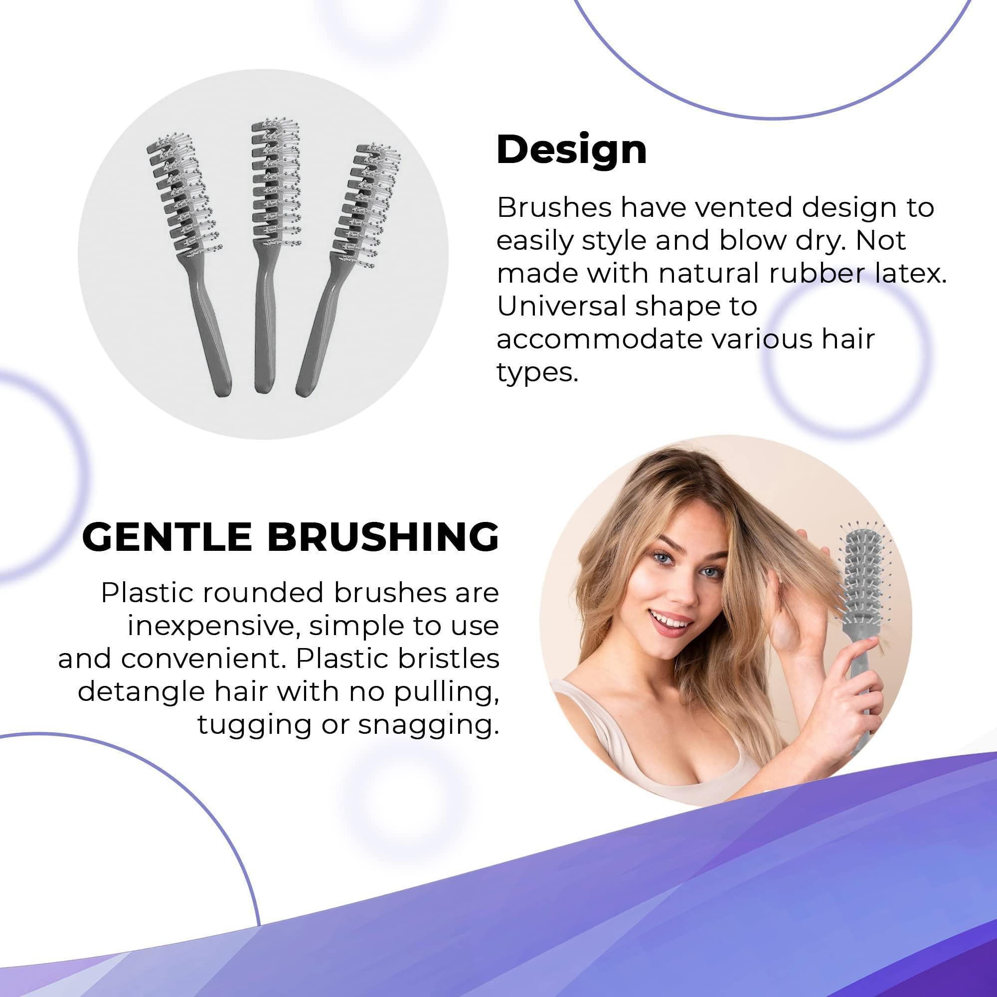 Gray Vent Hair Brush Pack of 12 Vented Detangling Brush for All Hair Types Curly Hair Detangler Brush with Plastic Bristles - Mountain Lakes Mall