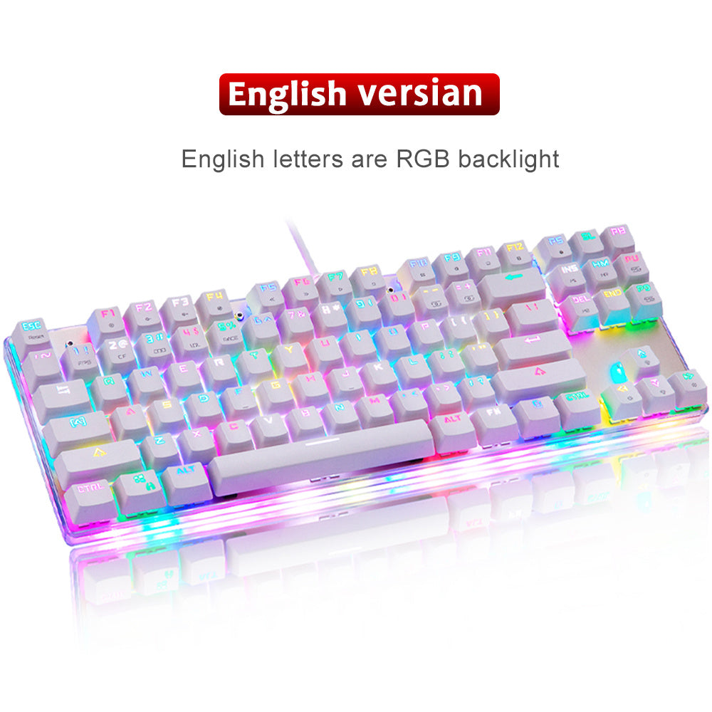 K87S RGB Gaming Mechanical Keyboard USB Wired 87 Keys Red/Blue Switch Laser RU Keypads For PC Computer Gamer - Mountain Lakes Mall