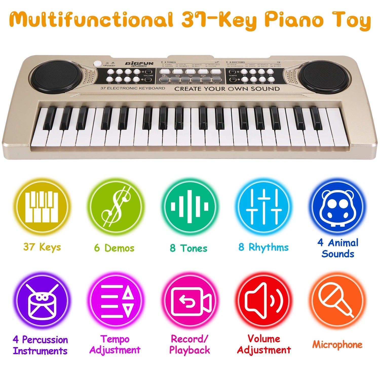 37 Keys Digital Music Electronic Keyboard Electric Piano Musical Instrument Kids Learning - Mountain Lakes Mall