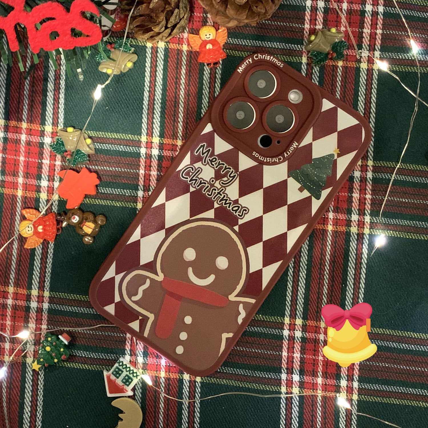 Christmas Gingerbread Man iPhone 14 Phone Case 13pro Apple 12 Cat's Eye 11 Thanksgiving 7/8 Burgundy xs - Mountain Lakes Mall