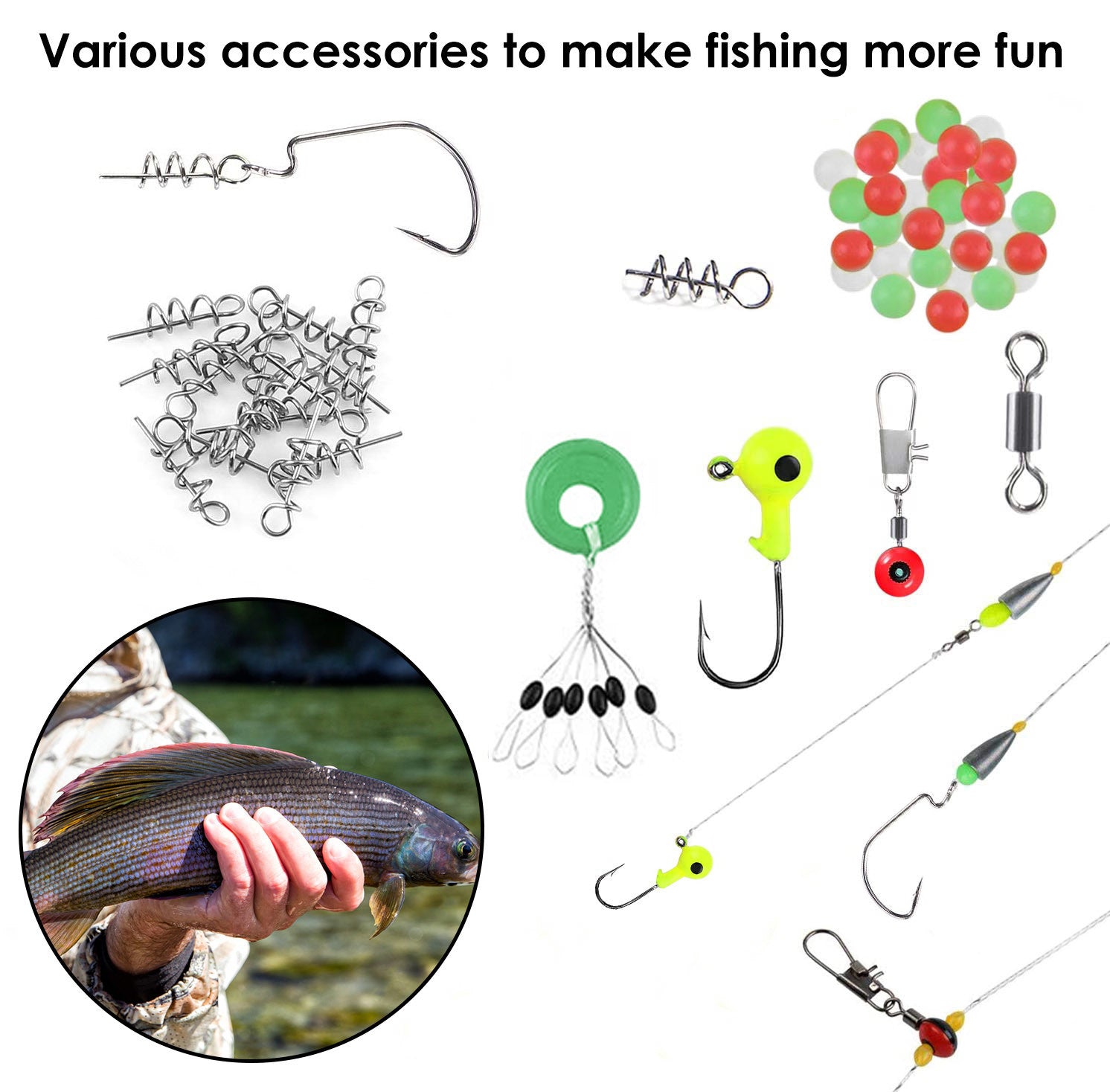 188Pcs Fishing Accessory Kit Portable Fishing Set Including Jig Hooks Sinker Weights Spoon Lure - Mountain Lakes Mall