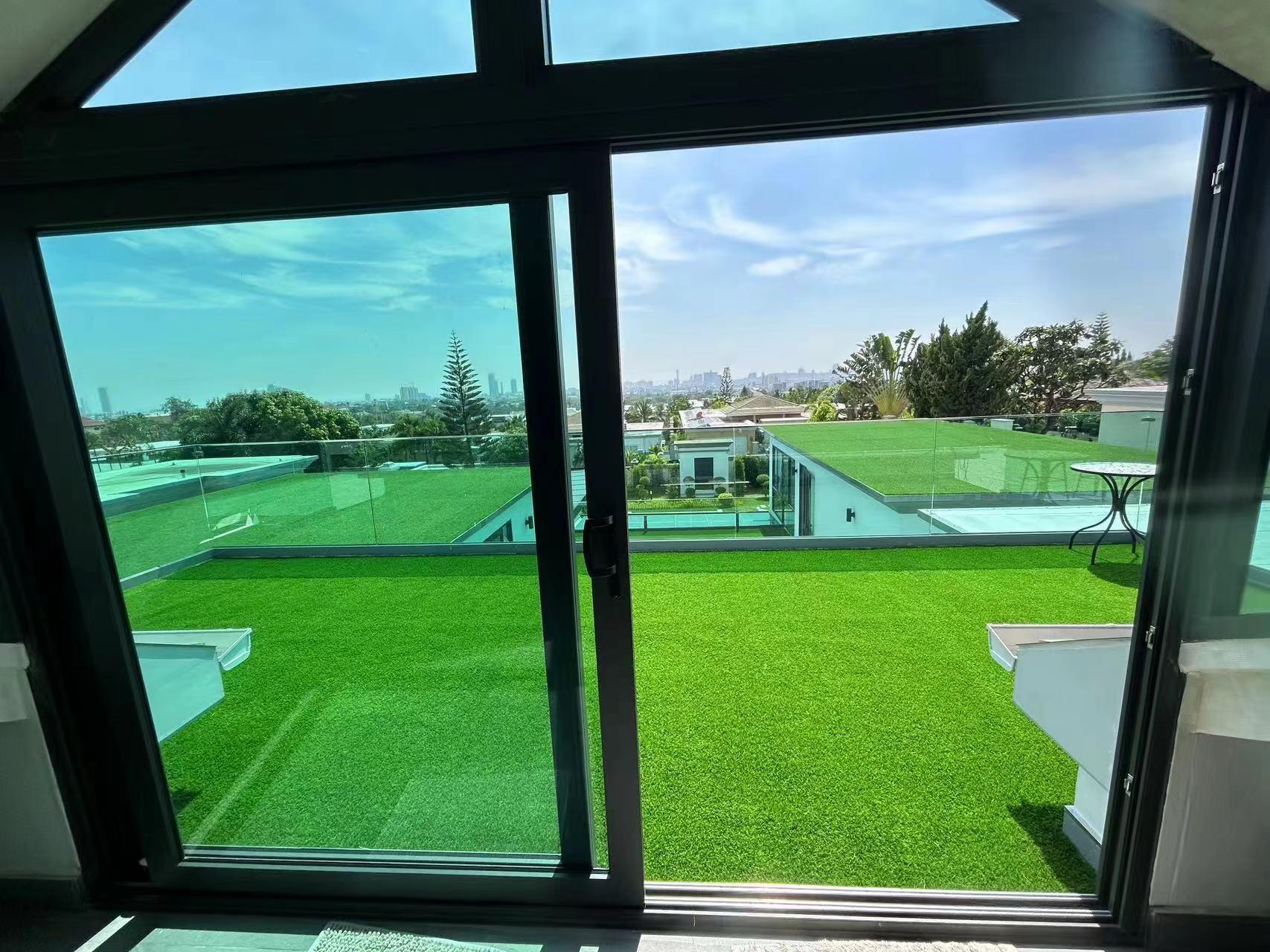 5FTX8FT Outdoor Artificial Grass Runner Rug, Thick Realistic Fake Grass Roll Decor Patio Balcony Garden Lawn, Dog Pets Turf Drain Mat, 1.38" Pile Height - Mountain Lakes Mall