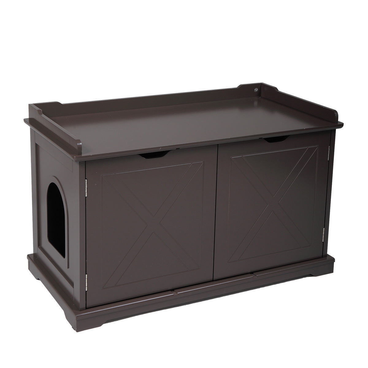 Cat Washroom Bench, Wood Litter Box Cover with Spacious Inner, Ventilated Holes, Removable Partition, Easy Access,Chocolate Brown - Mountain Lakes Mall