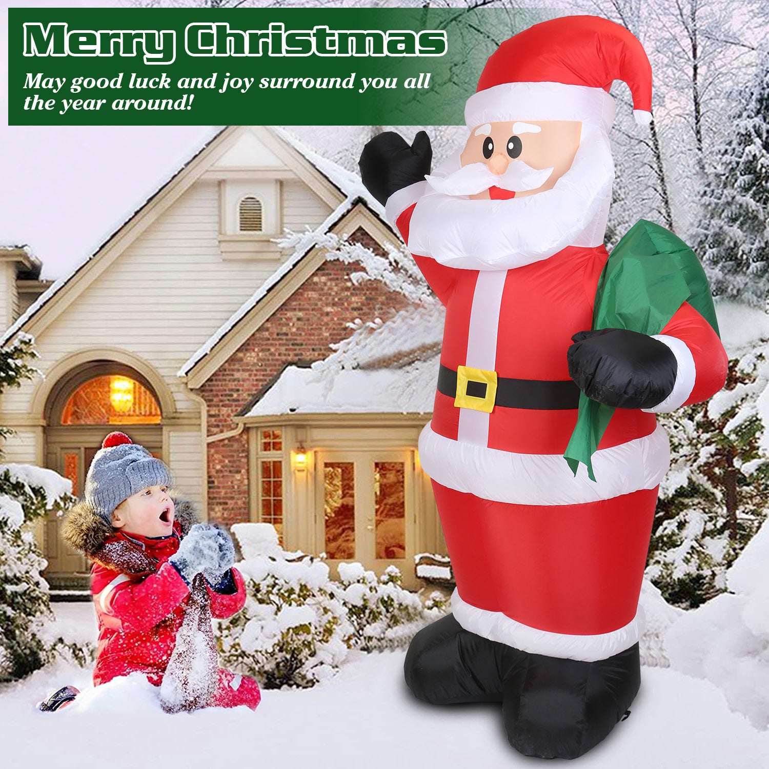 6.4ft Inflatable Christmas Giant Santa Claus Blow up  Santa Claus