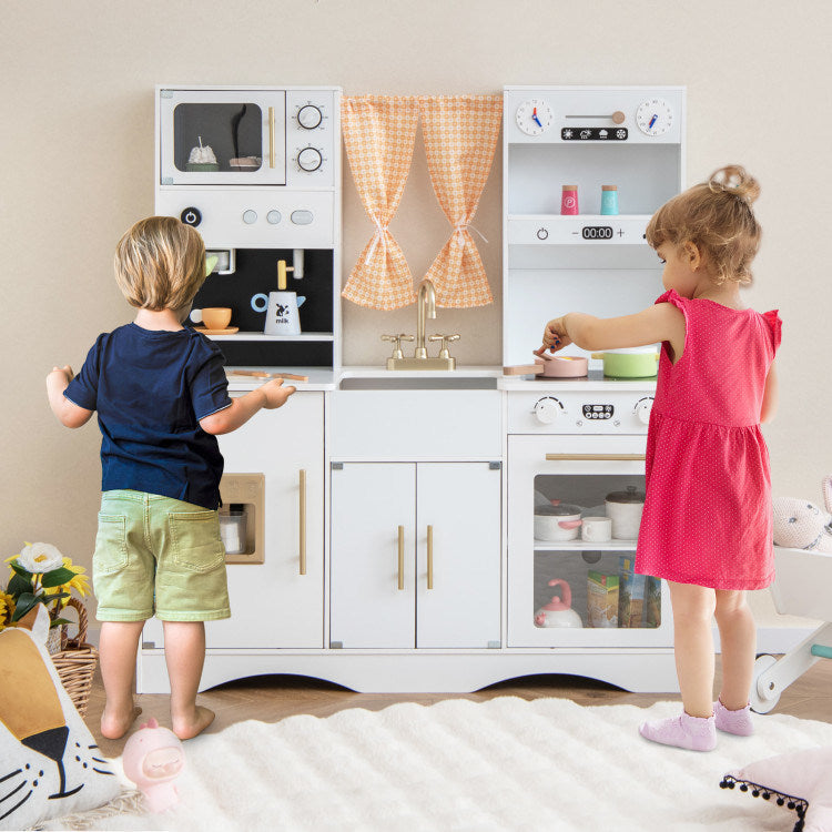 Kids Kitchen Playset with Microwave and Coffee Maker for Ages 3+ - Mountain Lakes Mall