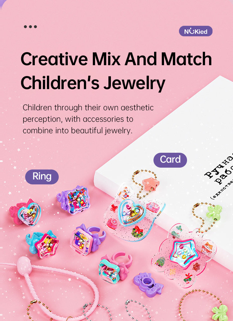 71 PCS DIY Jewel Rings Stickers Magical Kits for Little Girls, Handmade DIY Crafting Rings Bracelet Pendent Keychain, DIY Crafts for Kids, Birthday Gifts Toys for Age 3 4 5 6+ Year Old - Mountain Lakes Mall