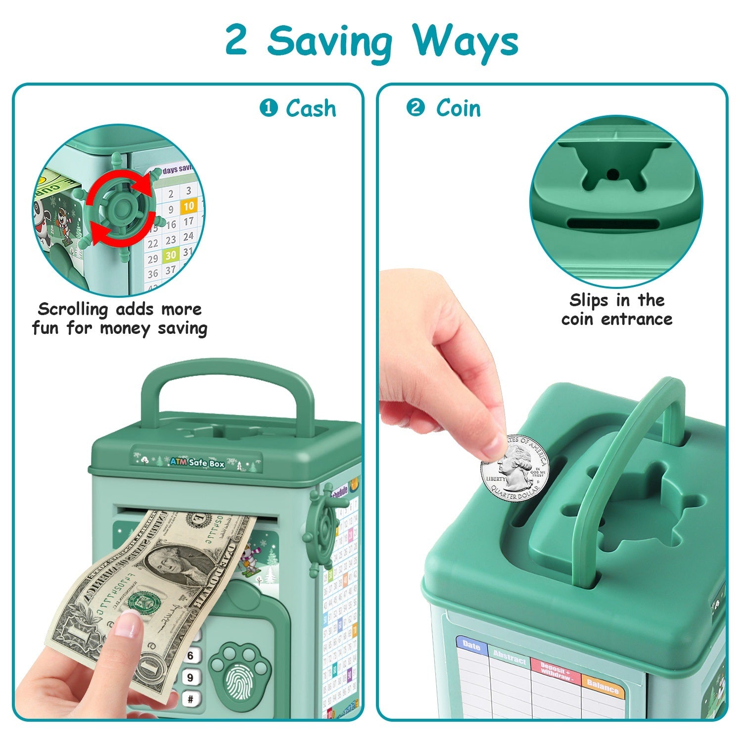 Piggy Bank Toy Cash Coin Money Bank Money Saving Box with Password Fingerprint Voice Promp - Mountain Lakes Mall