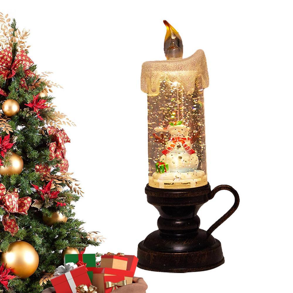 Christmas Snow Globe Lantern Candle Water Glittering Candle Lamp Elegant - Mountain Lakes Mall