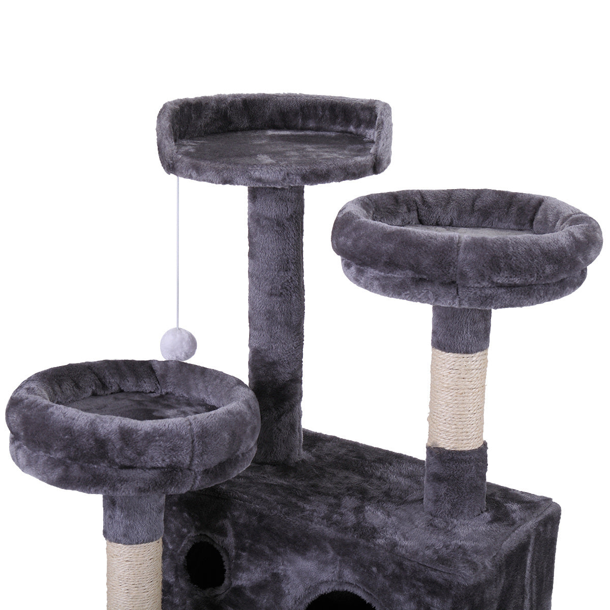 Cat Tree Cat Tower with Scratching Ball, Plush Cushion, Ladder and Condos for Indoor Cats, Gray XH - Mountain Lakes Mall