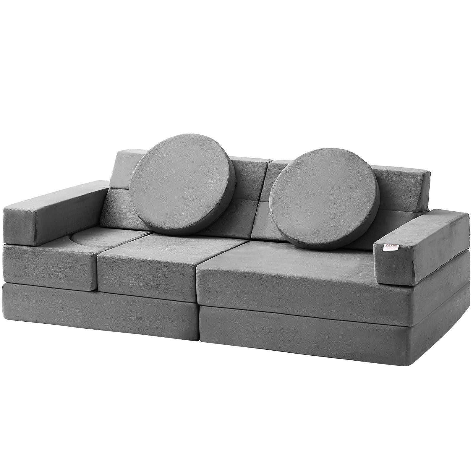 VEVOR Play Couch, Modular Kids Nugget Couch 15pcs, Toddler Foam Sofa Couch with High-density 25D Sponge for Playing, Creating, Sleeping, Imaginative Kids Furniture for Bedroom and Playroom