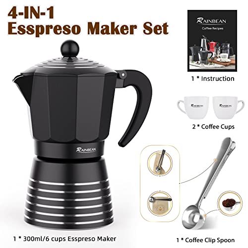 RAINBEAN Moka Pot 6 Cup Set, 11 oz / 300ml Stovetop Espresso Maker - Mountain Lakes Mall