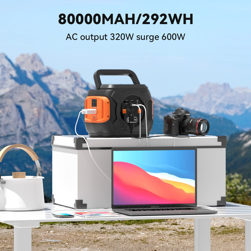 320W Portable Power Station;  Flashfish 292Wh 80000mAh Solar Generator Backup Power With LASHFISH 18V/60W Foldable Solar Panel;  Portable Solar Charger - Mountain Lakes Mall