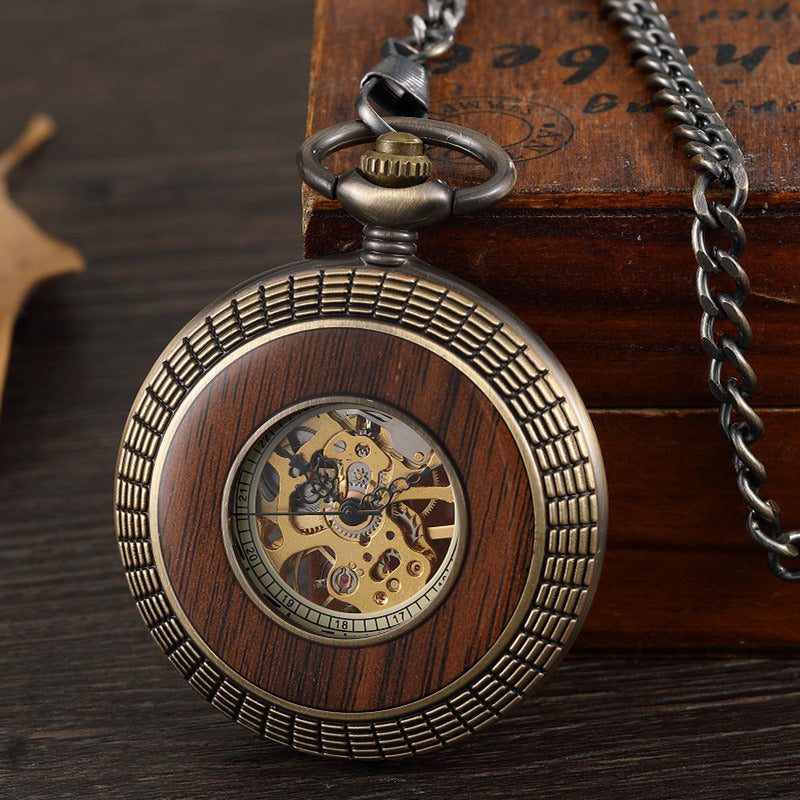 Large Flip Mechanical Pocket Watch Roman Carved Hollow Classic Mechanical Watch Pocket Watch - Mountain Lakes Mall