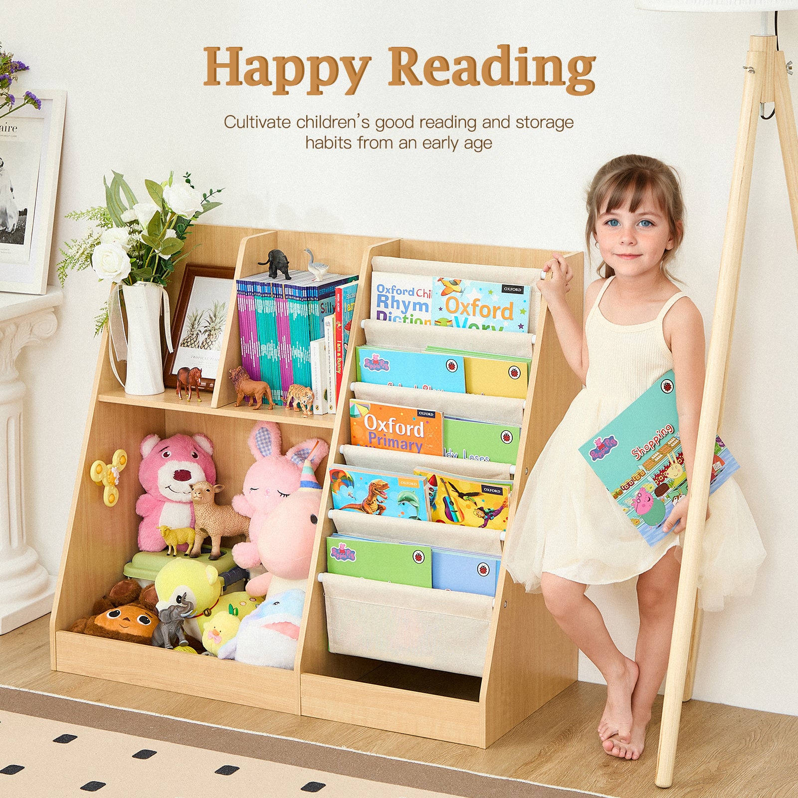 Kids Bookshelf and Toy Storage Organizer, Wooden Kids Book Shelf,Childrens Bookshelf, Bookcase for Kids Room,Nursery Bookcase for Kids, Children, Toddlers - Mountain Lakes Mall