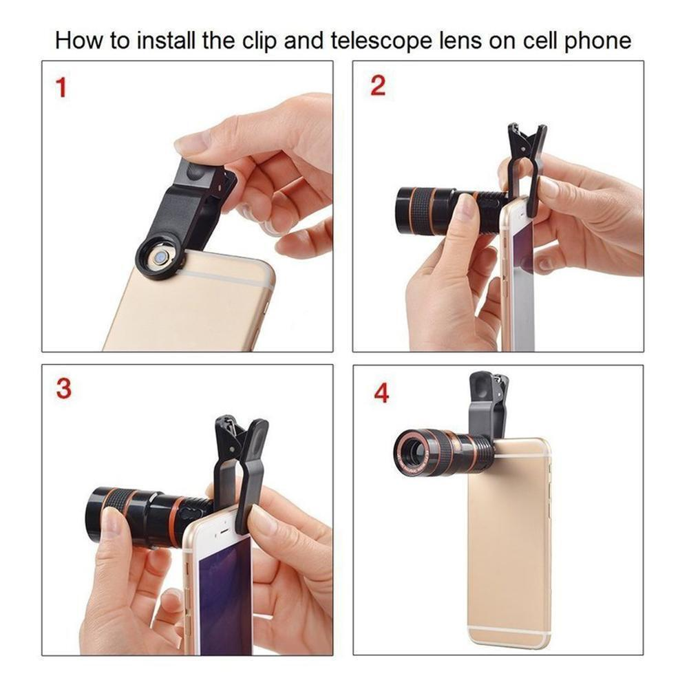 HD 8X Clip On Optical Zoom Telescope Camera Lens For Universal Mobile Cell Phone - Mountain Lakes Mall